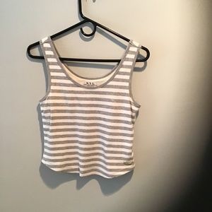 NYL Gray/White Striped Tank Top Petite Large